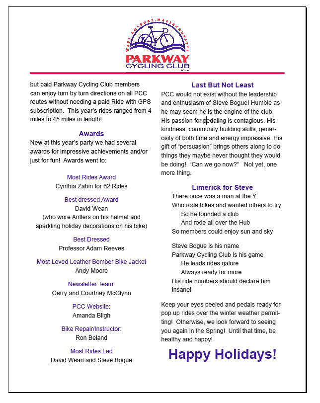 Parkway Cycling Club Parkway Cycling Club, West Roxbury, Massachusetts